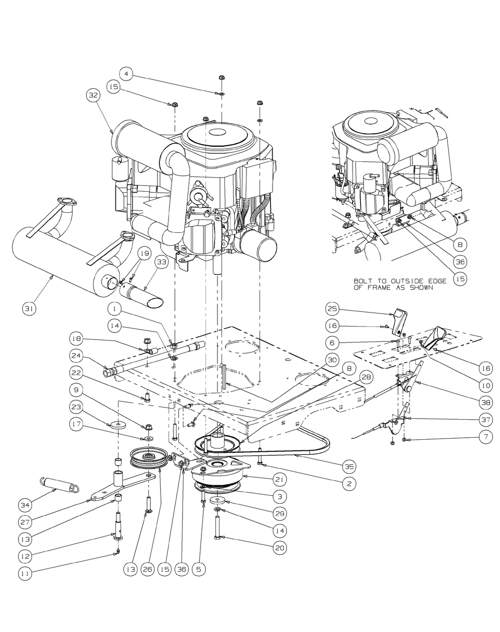 Engine Assembly Kohler Diagram and Parts List for M60-KH 53AH8CTX750-27HP-OHV Cub Cadet Lawn Tractor